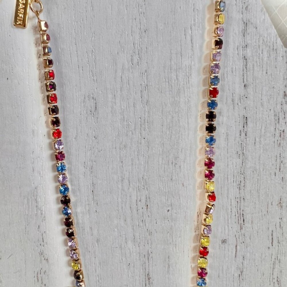 Sugarfix Rainbow Crystal Rhinestone Necklace, Gold Tone Rhinestone Jewelry - Picture 4 of 7
